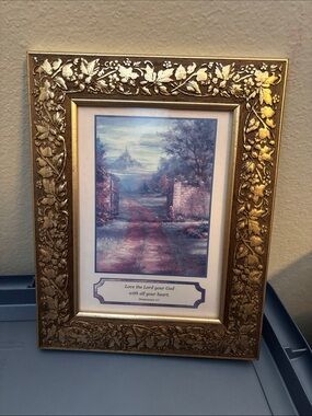 Ornate Gold Leaf Decorative Picture Frame with Religious Print